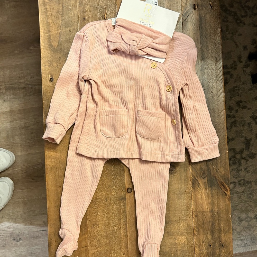 Pink Baby Outfit with Bow Rachel Zoe